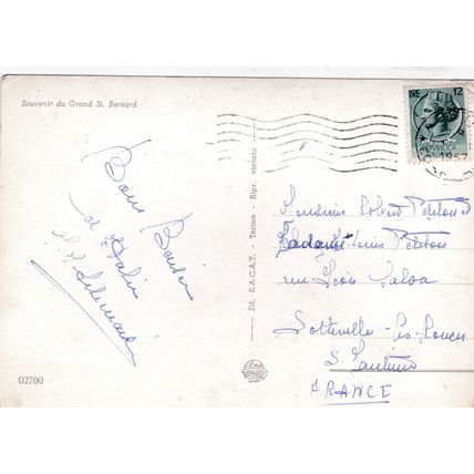 Gran San Bernardo Italy Real Photo Postcard posted 1957 creased