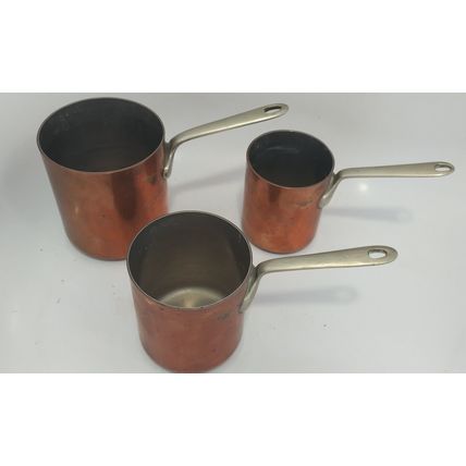 elkington & co. copper pots saucepans nesting set trio chef pub rest restaurant