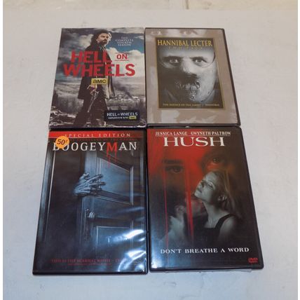 Lot Of 4 DVD Horror Thriller Movies Hannibal BoogeyMan Hush Hell On Wheels