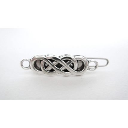 2 extra tiny small silver metal celtic knot hair clip for fine thin hair