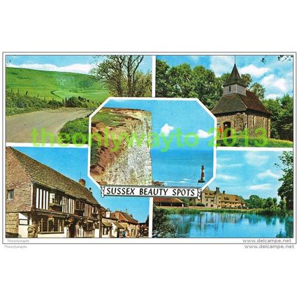 SUSSEX BEAUTY SPOTS, 5 PHOTO MUTIVIEW, SUSSEX, ENGLAND, Postcard