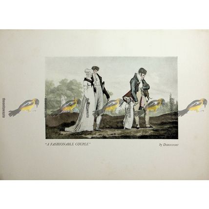 Fashionable Couple, Debucourt, Fashion Book Illustration (Print), 1909