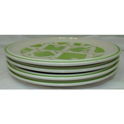 4 Rare 1970s Mikasa Everfresh C8402 Bread Plate Set Green Bamboo Yellow Flower