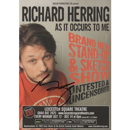 Richard Herring As It Occurs To Me Live Comedian Hand Signed Theatre Flyer
