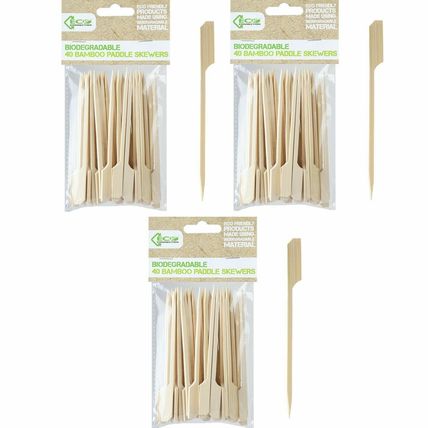 Biodegradable Bamboo Paddle Skewers BBQ Grill Kebab Party Stick Fondue Cocktail