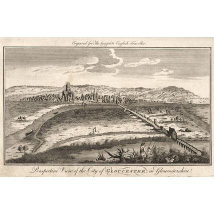 PERSPECTIVE VIEW OF THE CITY OF GLOUCESTER 1771 ANTIQUE ENGRAVING