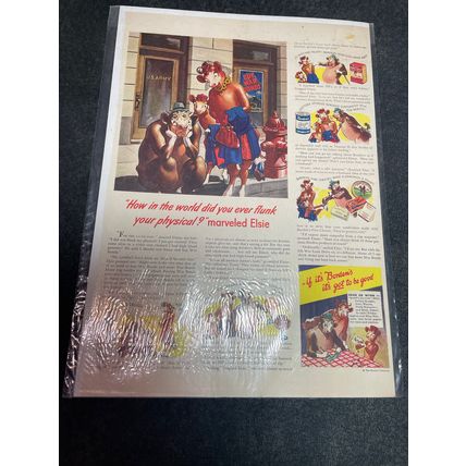 VTG Art 1944 Sat Evening Post Cartoon/Ad Cover Only Bordens Elsie The Cow,Bonds