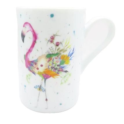 Floral Flamingo Mug Fine China Ceramic 10.5 CM Gift Microwave & Dishwasher Safe