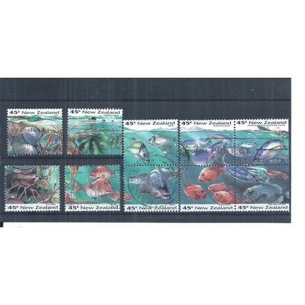 New Zealand Stamps 1993 Marine Life used SG 1752 - 1761 . (AQ667)