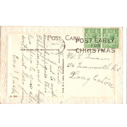 Postcard "Birthday Wishes to My Brother" Post Early for Christmas Postmark 1930