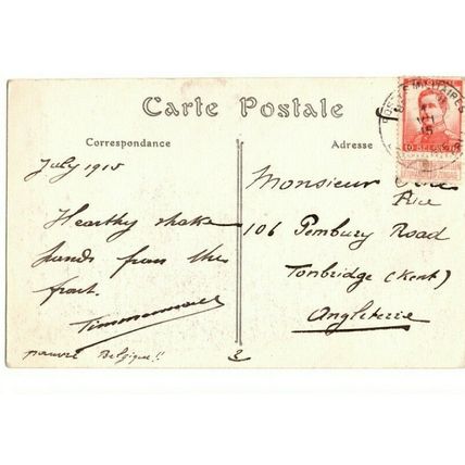 1914-5 POSTCARD Belgium "Ruines d'YPRES Fire of the Belfrey" posted 1915