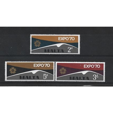 Malta.World Fair,Osaka set of 3.Mounted Mint.May25