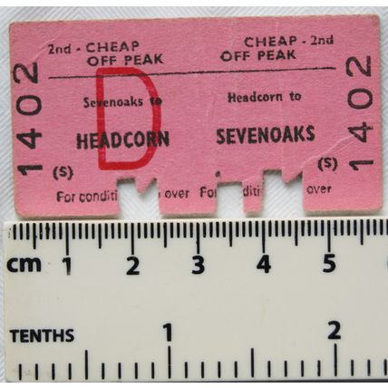 1981 British Railways Board ticket 2nd Cheap Off-peak Sevenoaks to Headcorn