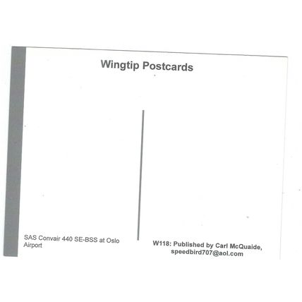 CONVAIR 440 AIRCRAFT S.A.S. AT OLSLO AIRPORT CARD NO W 118 PUBL 2008