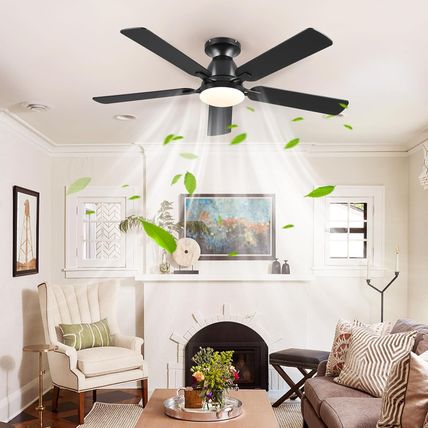 Ceiling Fans with Lights- 52" Low Profile Indoor Ceiling Fan with Light and Remo