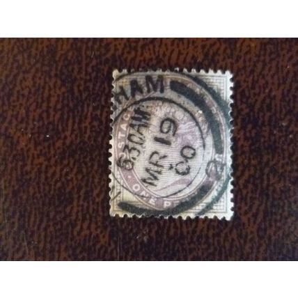 1881 GB Queen Victoria SG172 1d lilac used stamp date March 19 1900