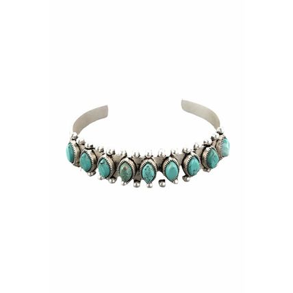 Green Boho Turquoise Gem Beaded Open Bracelet