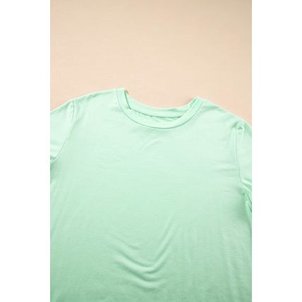 Iceland Blue Round Neck Rolled Sleeve Plus Size T-shirt