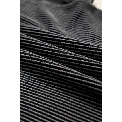Carbon Grey Corded Knit Color Block Pocketed Crew Neck T Shirt