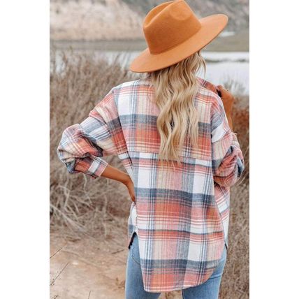 Plaid Print Pocket Buttoned Shacket