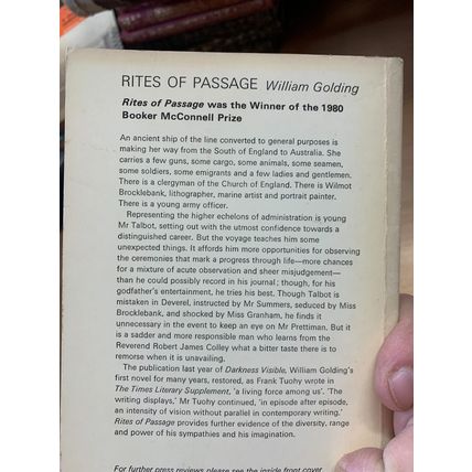 1982 WILLIAM GOLDING "RITES OF PASSAGE" FABER FICTION PAPERBACK BOOK (P3)
