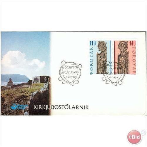 Faroe Islands FDC 1980 - SG 54-55 - The Pews At Kirkjubour 1