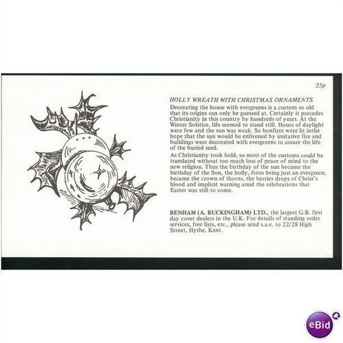 Benham Silk FDC 1980 - Xmas Traditional Decors 17&1/2p