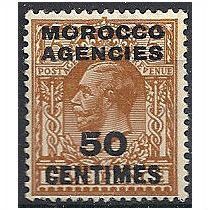 Morocco Agencies 1925 SG207 50c on 5d Yellow-Brown Mounted Mint ..