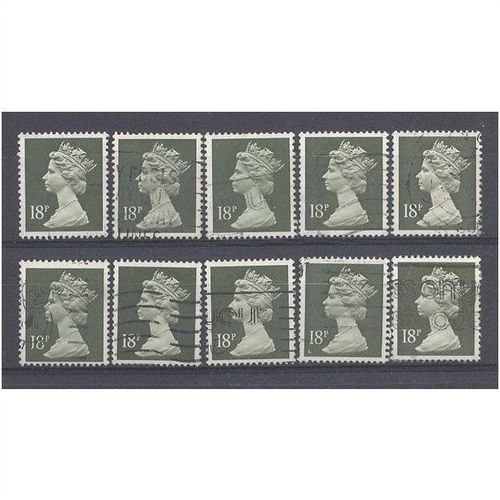 BULK STOCK.18p Deep Olive-Grey x 10.Type Unchecked.Fine Used.nb12b