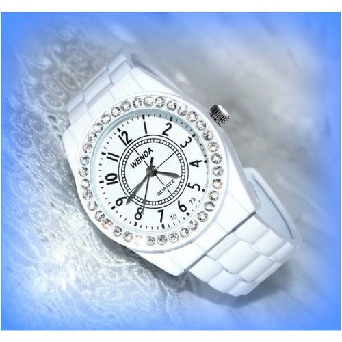 White Fashion Crystal WENDA Brand Wrist Watch Sprung Watchband Jewellery 795