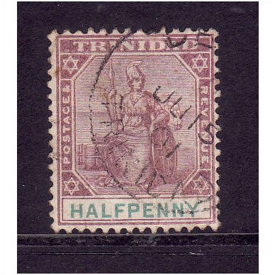 TRINIDAD 1896 SG 114 1/2d DULL PURPLE AND GREEN FINE USED