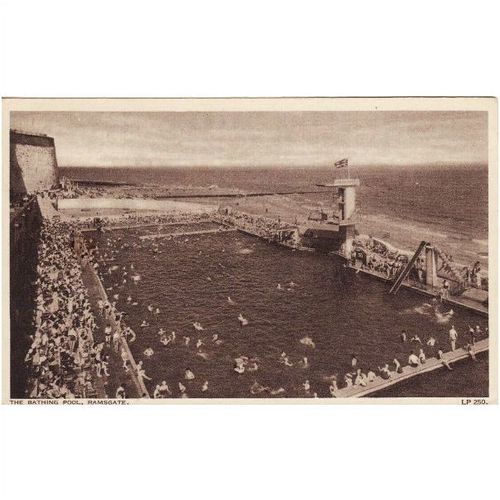 Sepia Postcard Bathing Pool RAMSGATE Kent AH&S Paragon Margate Swimming Swim