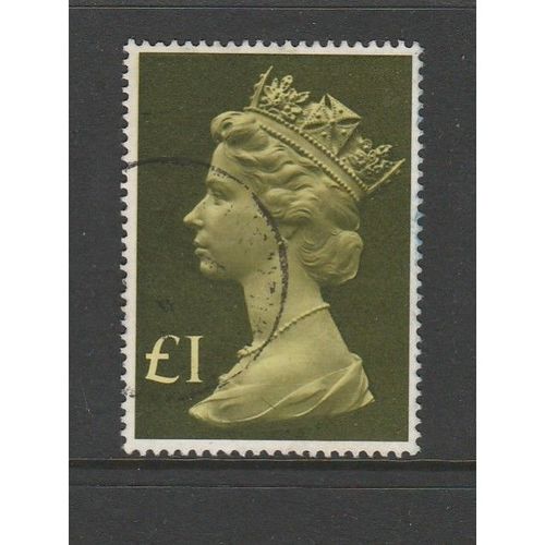GREAT BRITAIN 1977 SG 1026 £1 YELLOW GREEN FINE USED#2