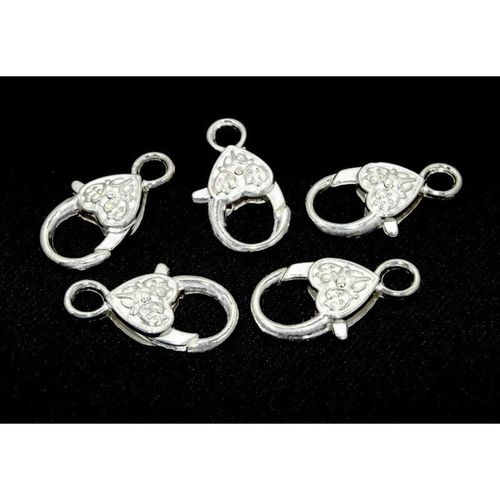 5 No. 25mm Silver Plated Lobster Love Heart Clasps Crafts Jewellery Making 2113