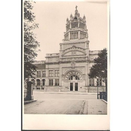 London - Victoria & Albert Museum, Kensington - entrance, tower - postcard c.50s