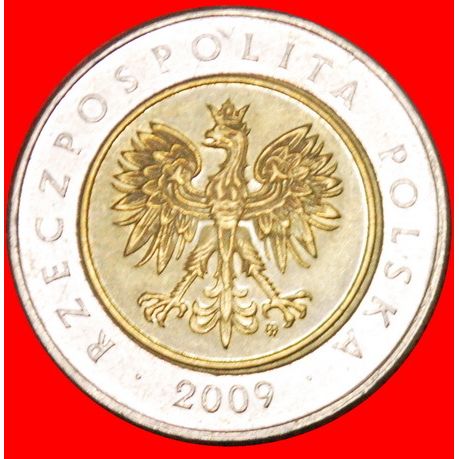 5 OAK LEAVES: POLAND ★ 5 ZLOTY 2009! BI-METALLIC! LOW START ★ NO RESERVE!