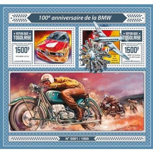 TOGO 2016 SHEET MNH ANNIVERSARY BMW CARS MOTORCYCLES AUTOS COCHES MOTOS 1A