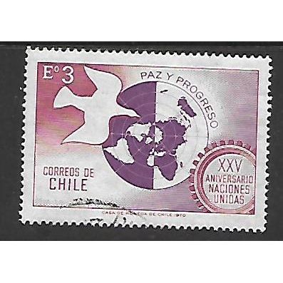 CHILE 1970 ANNIV OF UNITED NATIONS 3E GLOBE DOVE & GUE WHEEL SG656 FINE USED