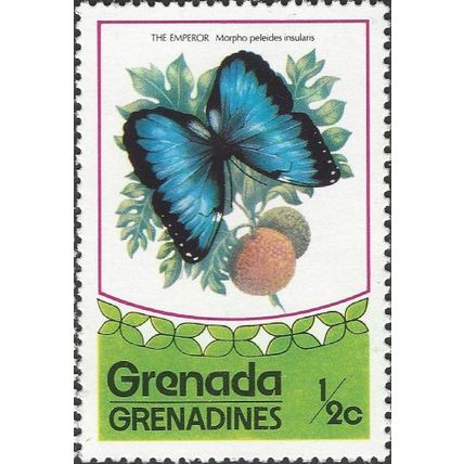 GRENADINES, BUTTERFLY, Emperor, Morpho peleides insularis, green 1975, ½c