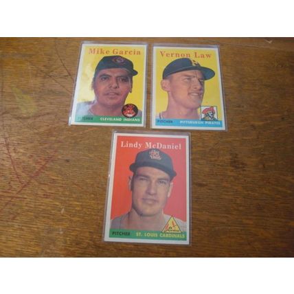 1958 Topps, 3-Cards #'s 132, 180, 196, Nice Cards