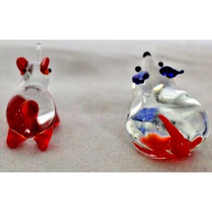 Vintage, ( 1970's) Hand Made, Art Glass Miniature Animals 1 Elephant & 1 Rat
