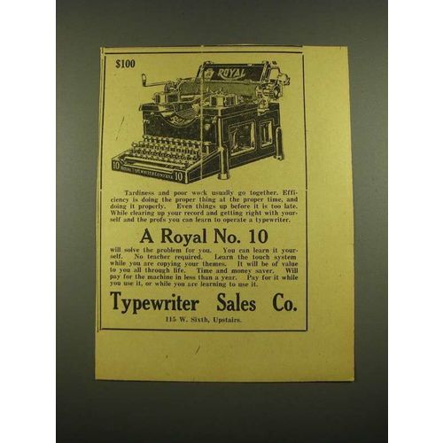 1915 Royal No. 10 Typewriter Ad - Tardiness and Poor Work
