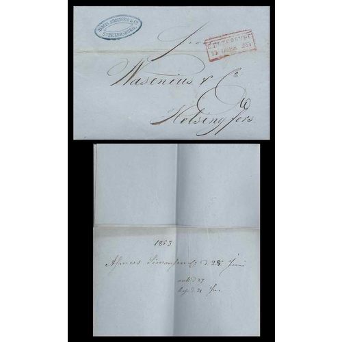 Russia Stampless SFL St Petersburg to Finland 1853