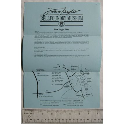 Location leaflet John Taylor Bellfoundry Museum, Loughborough