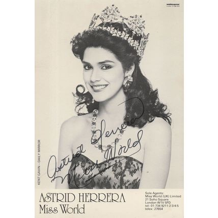 Astrid Herrera 1984 Miss World Winner Hand Signed Photo