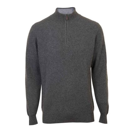 Gleneagles of Scotland Cashmere Zip Neck Jumper Grey, 2X-Large [BrandNewWithTags