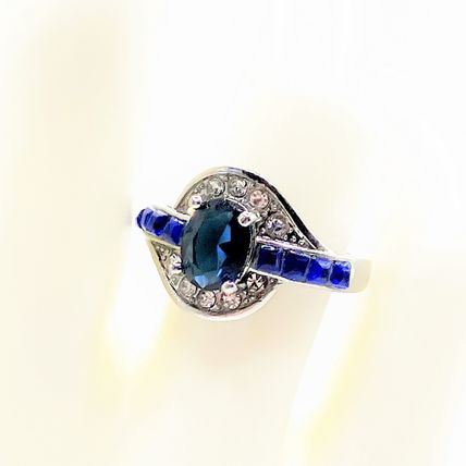 Ring 925 Sterling Silver Simulated Sapphire #514