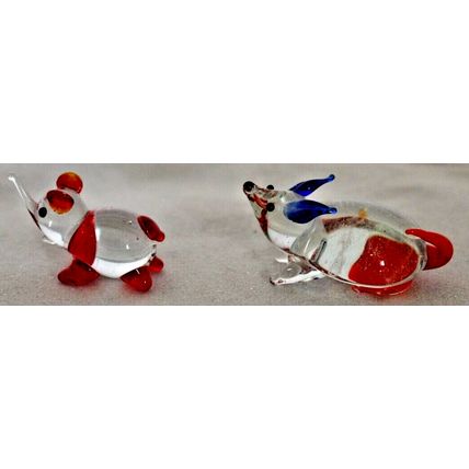 Vintage, ( 1970's) Hand Made, Art Glass Miniature Animals 1 Elephant & 1 Rat