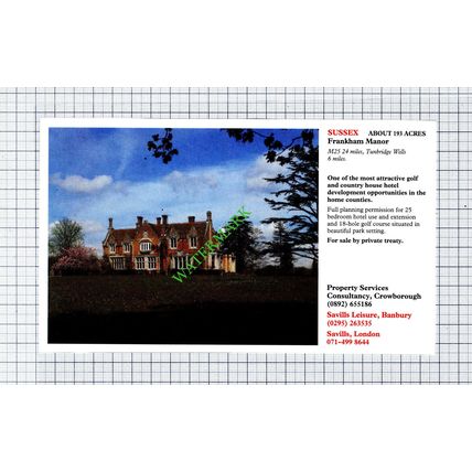 Frankham Manor Sussex Sale Advert - 1991 Cutting