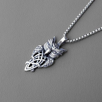 Vintage Viking Celtic Owl Necklace Stainless Steel Europe Style